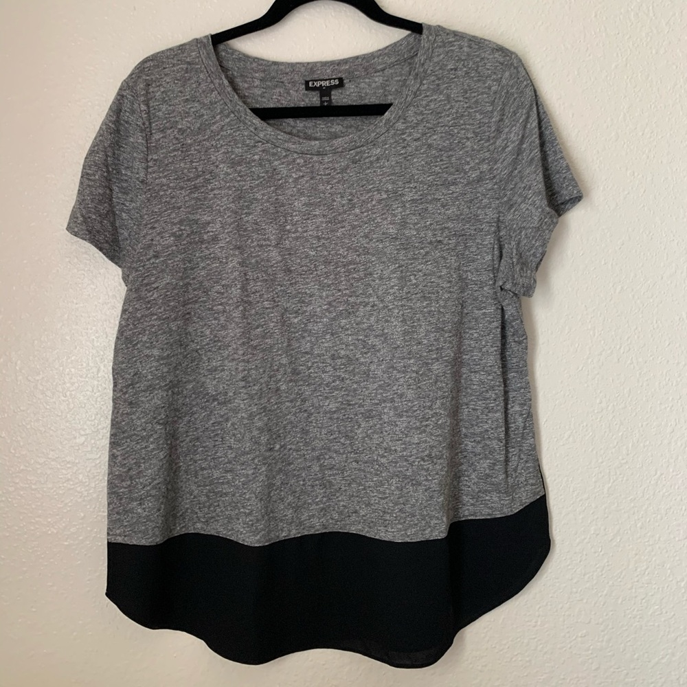 heather gray and chiffon t shirt
